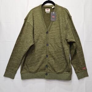 Levi's Men's Button Cardigan Sweater Relaxed Fit Dark Green Size Small